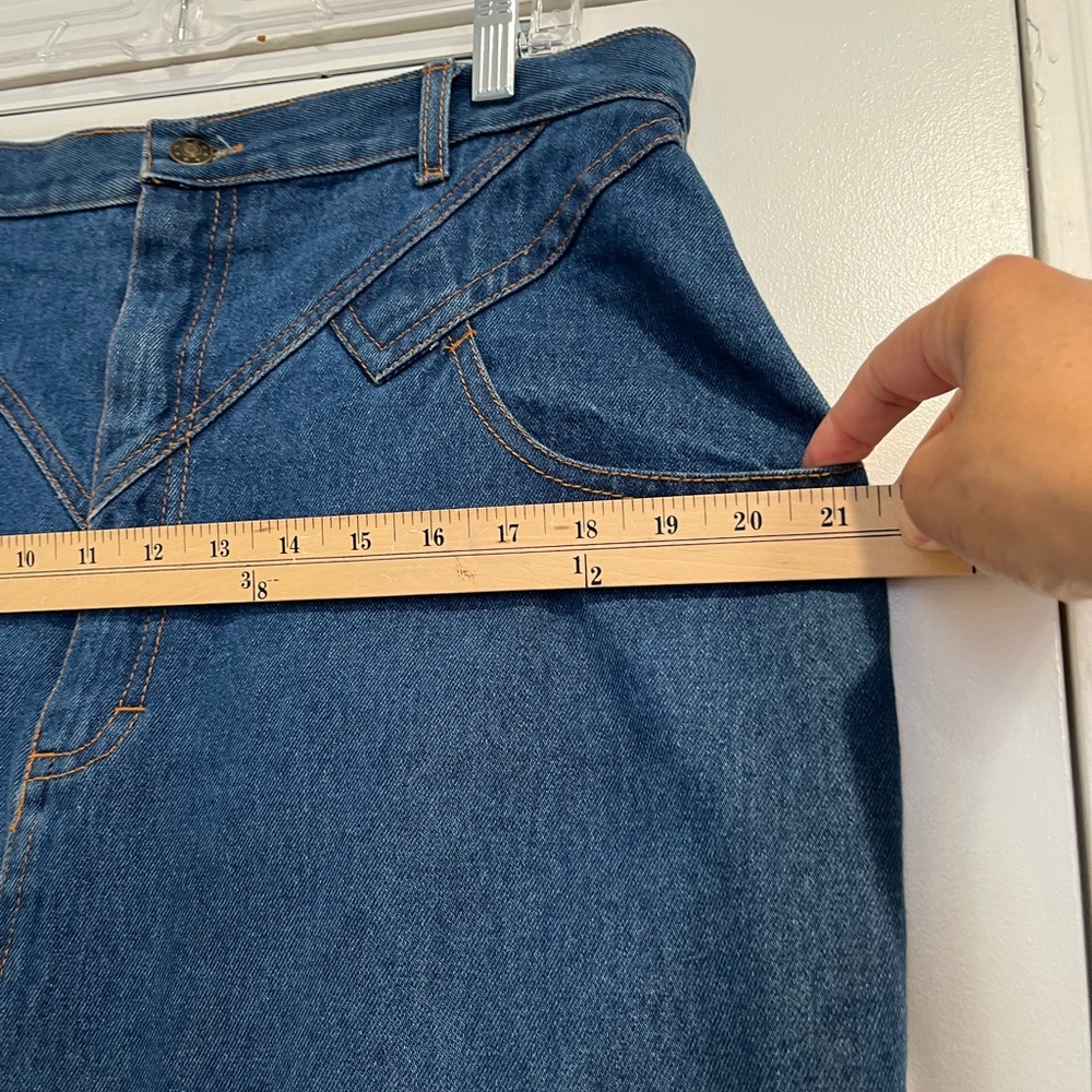 Forenza Vintage 90s Y2K Yoke‎ Front Blue Denim Skirt Sz. M - Picture 5 of 8